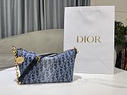 Dior Diorstar Hobo Bag with Chain Blue Denim Dior Oblique Jacquard 28.5x14.5x10cm - 3