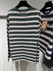 Miu Miu Long Sleeved Cotton Jersey T-shirt Green/White/Cognac - 5