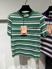 Miu Miu Jersey T-shirt Green/White/Cognac - 1