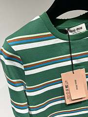 Miu Miu Jersey T-shirt Green/White/Cognac - 4