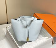 Hermes Picotin 22 Togo Holy Grail Blue Gold Hardware - 5