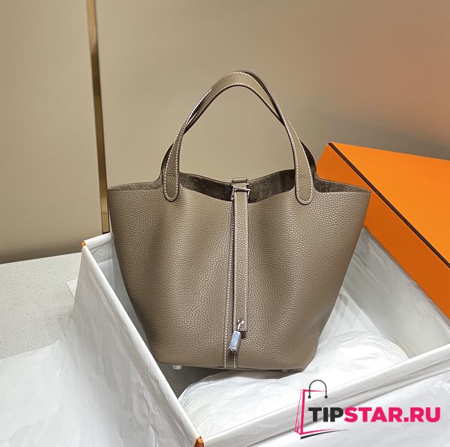 Hermes Picotin 22 Togo Elephant Gray Silver Hardware - 1