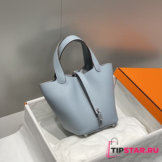 Hermes Picotin 18 Togo Light Blue Silver Hardware - 1