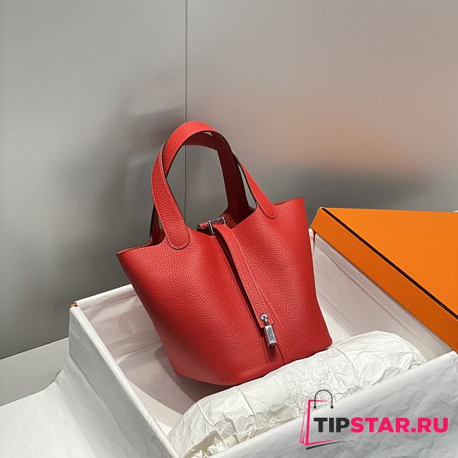 Hermes Picotin 18 Togo Red Silver Hardware - 1