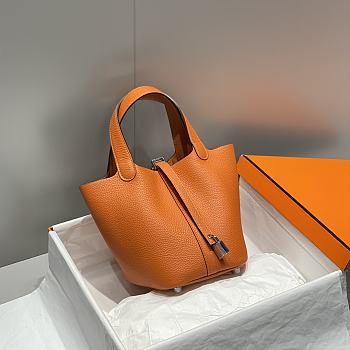 Hermes Picotin 18 Togo Orange Silver Hardware