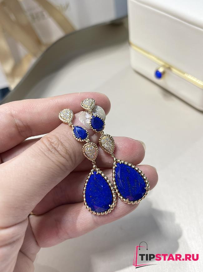 Boucheron Teardrop Diamond Lapis Lazuli Earrings Yellow Gold - 1