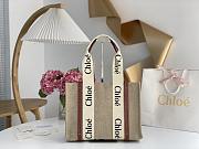 Chloe Woody Tote Bag In Linen Medium Tan 37x26x12cm - 1