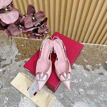 VLTN Vlogo Signature Décollete Calfskin Slingback With Degrade Crystals 8cm Pink