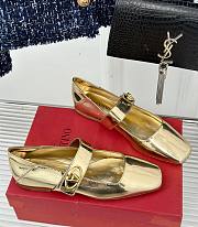 VLTN Mary-Jane Vlogo Locker Ballerina In Mirrored Calfskin Gold - 1