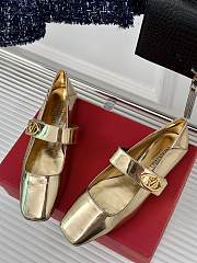 VLTN Mary-Jane Vlogo Locker Ballerina In Mirrored Calfskin Gold - 5