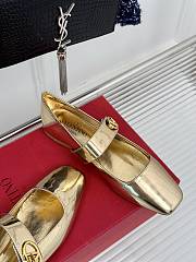 VLTN Mary-Jane Vlogo Locker Ballerina In Mirrored Calfskin Gold - 3