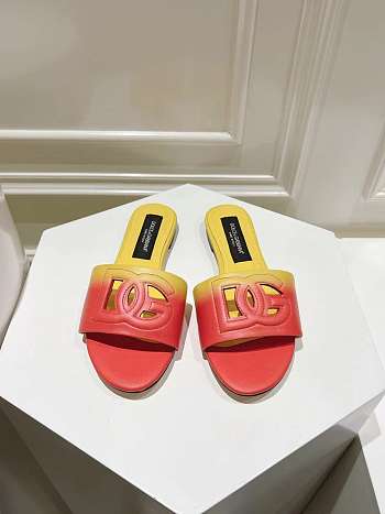 D&G Calfskin Mules Ombre-Print Calfskin Sliders With DG Logo Orange