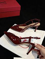 VLTN Vlogo Signature Patent Leather Slingback Pump 80mm Red - 2