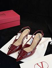 VLTN Vlogo Signature Patent Leather Slingback Pump 80mm Red - 3