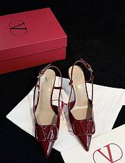 VLTN Vlogo Signature Patent Leather Slingback Pump 80mm Red - 4