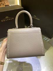 Delvaux Brillant PM Surpiqué in Rodeo Calf Tourterelle I - Ivory 24x2x19cm - 4