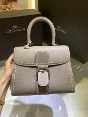 Delvaux Brillant PM Surpiqué in Rodeo Calf Tourterelle I - Ivory 24x2x19cm - 5