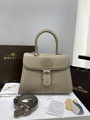 Delvaux Brillant MM Surpiqué in Rodeo Calf Tourterelle I - Ivory 29x15x22cm - 1