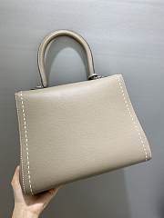 Delvaux Brillant MM Surpiqué in Rodeo Calf Tourterelle I - Ivory 29x15x22cm - 4