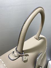 Delvaux Brillant MM Surpiqué in Rodeo Calf Tourterelle I - Ivory 29x15x22cm - 6