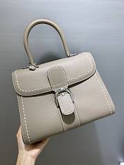 Delvaux Brillant MM Surpiqué in Rodeo Calf Tourterelle I - Ivory 29x15x22cm - 2