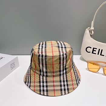 Burberry Check Cotton Bucket Hat Stone