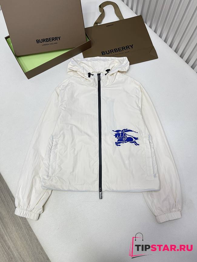 Burberry Cropped Nylon Jacket White - 1