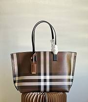 Burberry Medium Check Tote Dark Birch Brown 34x14x28cm - 1