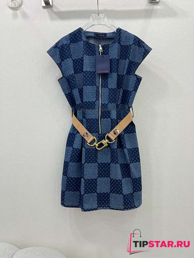 LV XXL Detail Damier Denim Dress 1AFLDI - 1