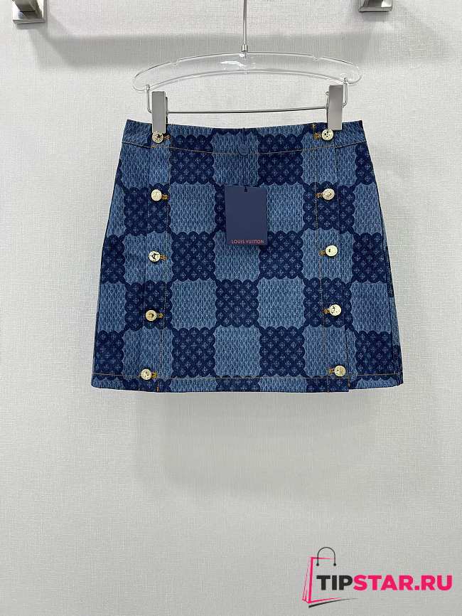 LV Damier Denim Mini Skirt 1AFMQS - 1