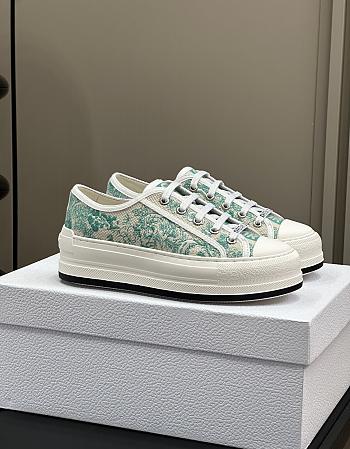 Dioriviera Walk'n'Dior Platform Sneaker Cotton Embroidered with Aquamarina Toile de Jouy Sauvage Motif