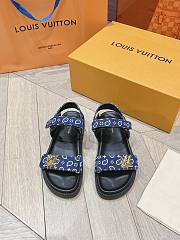 LV Sunset Flat Comfort Sandal Navy Blue Nylon 1ACTWB - 1