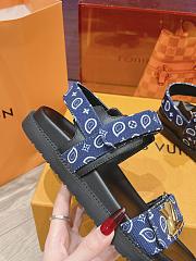 LV Sunset Flat Comfort Sandal Navy Blue Nylon 1ACTWB - 6