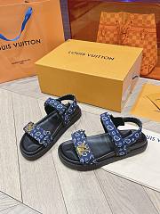 LV Sunset Flat Comfort Sandal Navy Blue Nylon 1ACTWB - 5