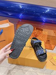 LV Sunset Flat Comfort Sandal Navy Blue Nylon 1ACTWB - 4