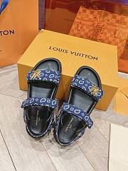 LV Sunset Flat Comfort Sandal Navy Blue Nylon 1ACTWB - 3