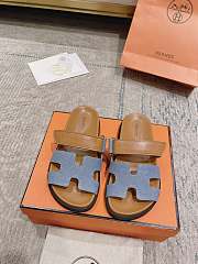 Hermes Chypre Sandal Blue Denim/ Brown - 2