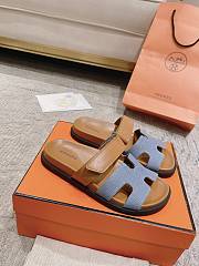 Hermes Chypre Sandal Blue Denim/ Brown - 5