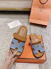 Hermes Chypre Sandal Blue Denim/ Brown - 4