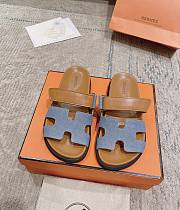 Hermes Chypre Sandal Blue Denim/ Brown - 1