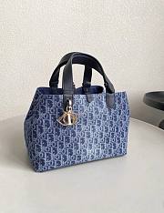 Medium Large Dior Toujours Bag Blue Denim Dior Oblique Jacquard 28.5x21.5x17cm - 4