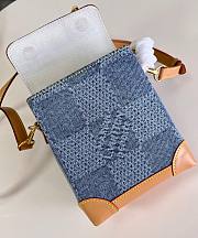 LV Nano Steamer Damier Denim 3D Cotton Canvas N40751 15x18x7cm - 2