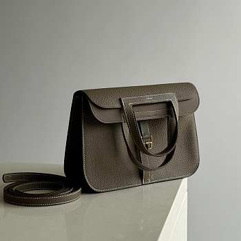 Hermes Halzan 25 Elephant Grey Gold Hardware