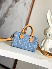 LV Nano Speedy Sky Blue Denim M11212 16x10x7.5cm - 6