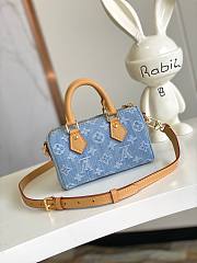 LV Nano Speedy Sky Blue Denim M11212 16x10x7.5cm - 5