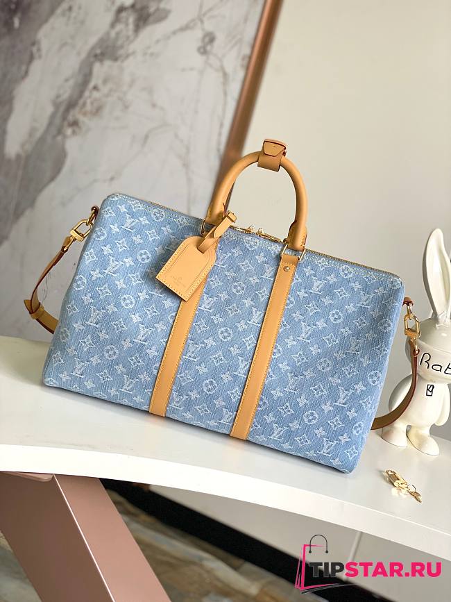 LV Keepall Bandoulière 45 Sky Blue Denim M25334 45x27x20cm - 1