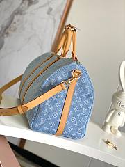 LV Keepall Bandoulière 45 Sky Blue Denim M25334 45x27x20cm - 5