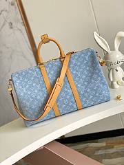 LV Keepall Bandoulière 45 Sky Blue Denim M25334 45x27x20cm - 4