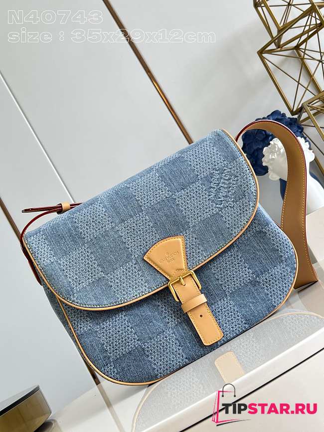 LV Montsouris Messenger MM Damier Denim 3D N40743 35x29x12cm - 1