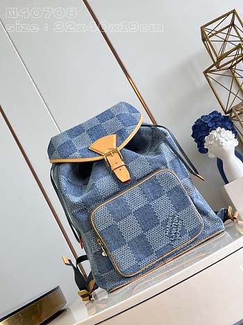 LV Montsouris Backpack Damier Denim 3D N40708 32x40x19cm